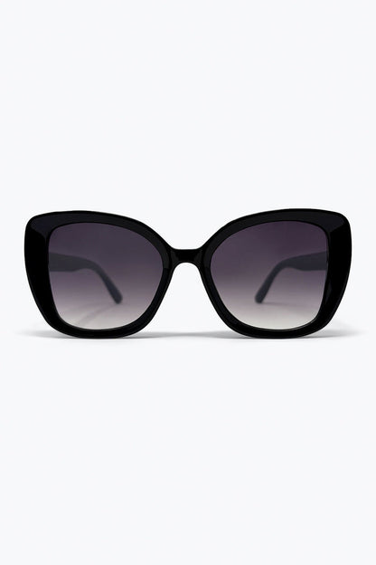 Black Oversize Cat Eye Gradient Lens Fashion Sunglasses