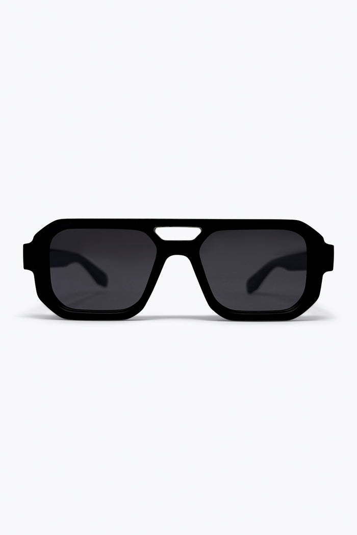 Black Oversize Geometric Frame Thick Temple Urban Sunglasses