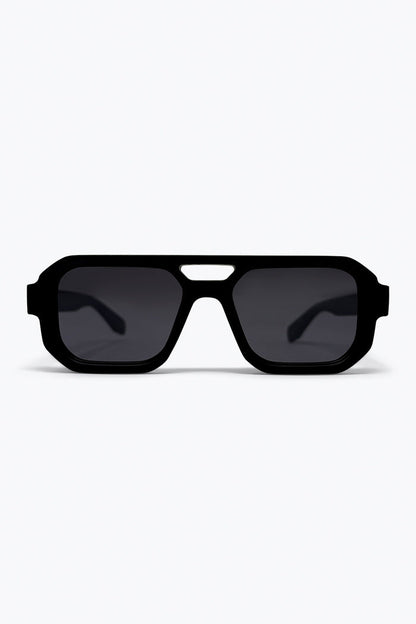 Black Oversize Geometric Frame Thick Temple Urban Sunglasses