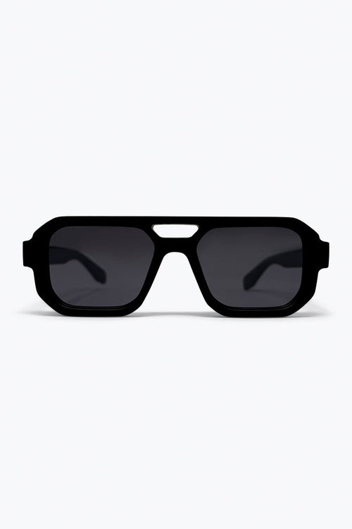 Black Oversize Geometric Frame Thick Temple Urban Sunglasses