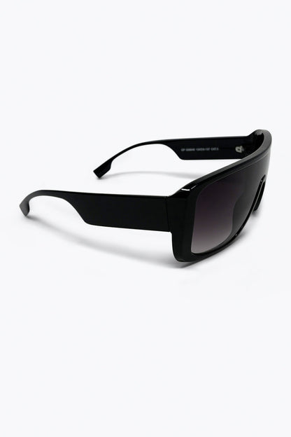 Black Oversize Shield Frame Gradient Lens Sunglasses