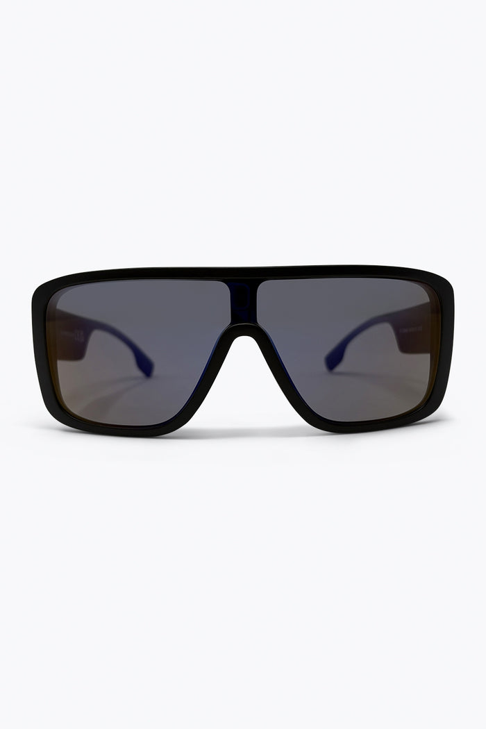 Black Oversize Shield Frame Gradient Visor Style Sunglasses