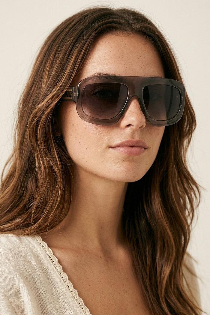 Black Oversize Square Frame Gradient Lens Sunglasses