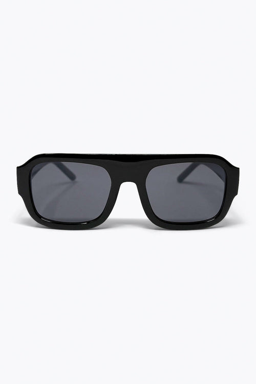 Black Oversized Rectangular Sunglasses with Dark Lenses