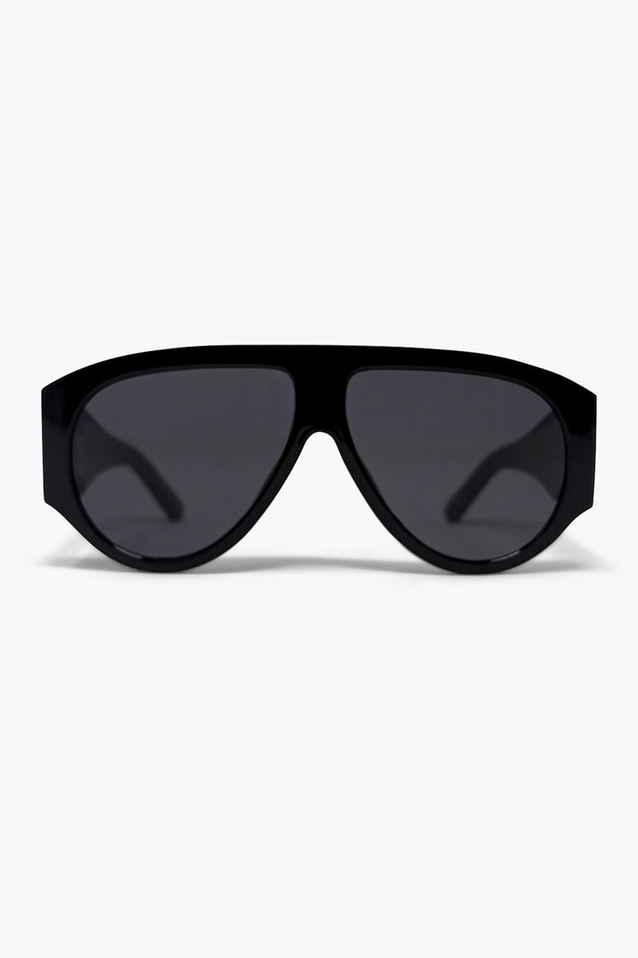 Black Oversized Shield Sunglasses with Dark Lenses