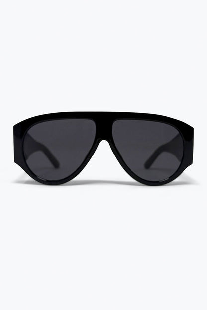 Black Oversized Shield Sunglasses with Dark Lenses