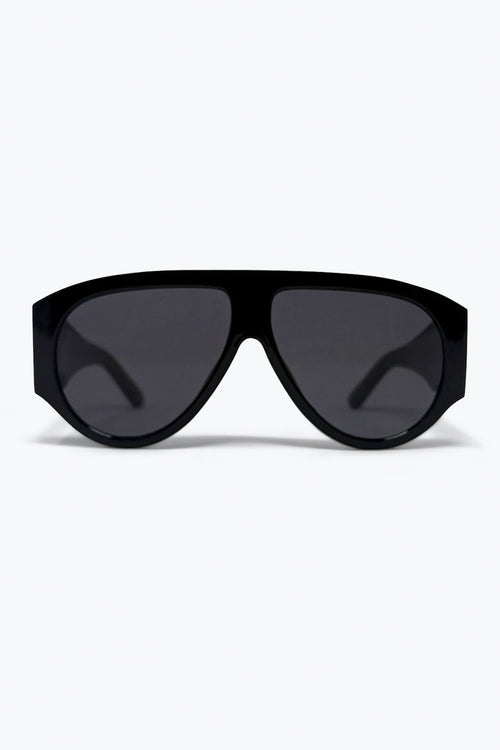 Black Oversized Shield Sunglasses with Dark Lenses