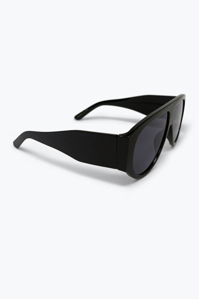 Black Oversized Shield Sunglasses with Dark Lenses