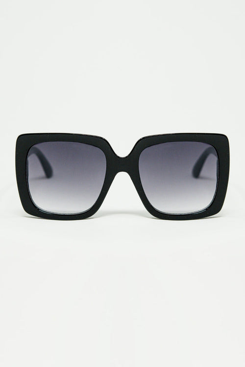 black Oversized square sunglasses with golden metallic detail