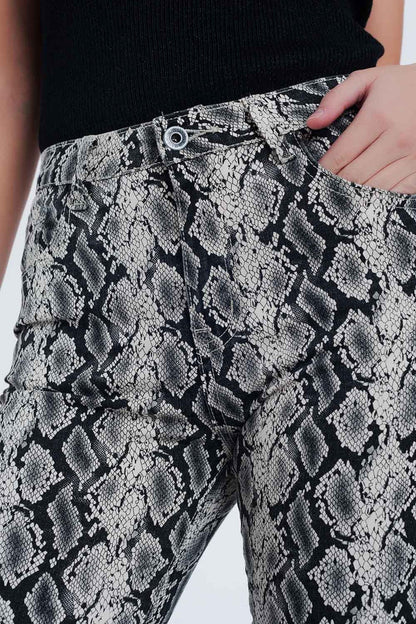 Black pants with snake print - Coloured Jeans