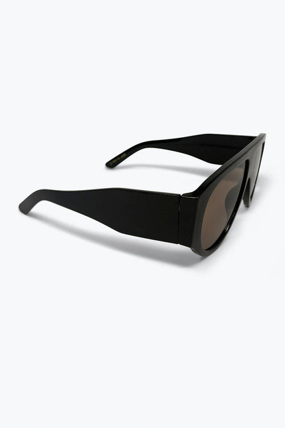 Black Shield Sunglasses with Brown Lens