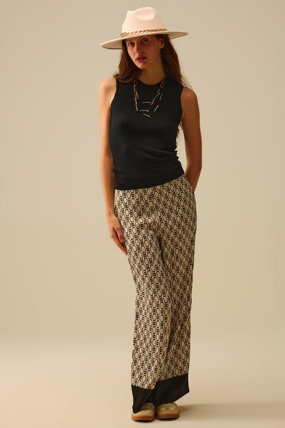 Black Sleeveless Ribbed Knit Top