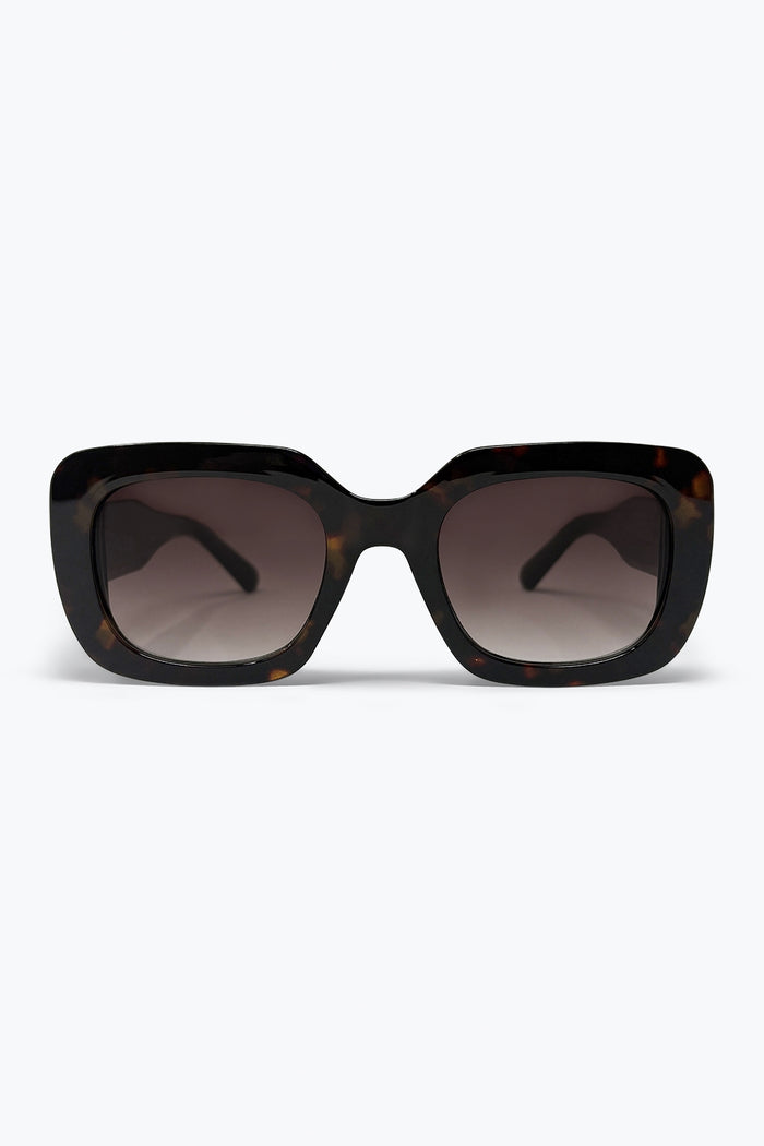 Black Tortoiseshell Acetate Square Frame Oversized Sunglasses