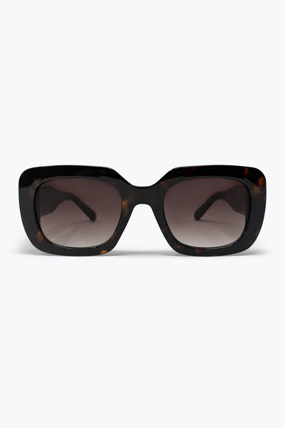 Black Tortoiseshell Acetate Square Frame Oversized Sunglasses