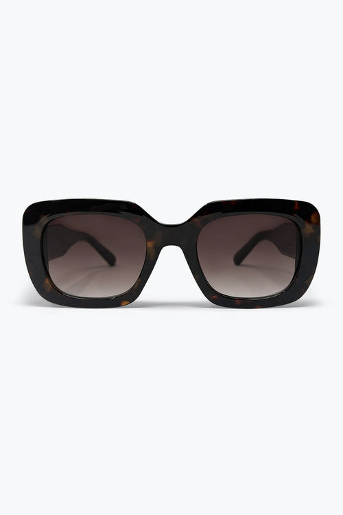 Black Tortoiseshell Acetate Square Frame Oversized Sunglasses
