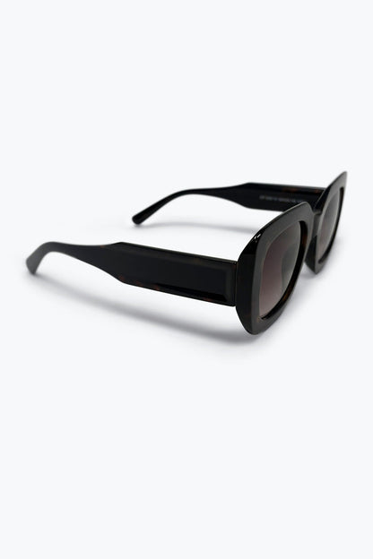 Black Tortoiseshell Acetate Square Frame Oversized Sunglasses