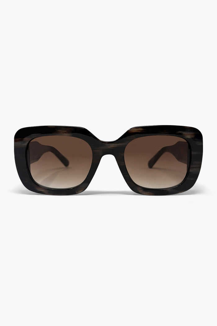 Black Tortoiseshell Acetate Wide Square Frame Sunglasses