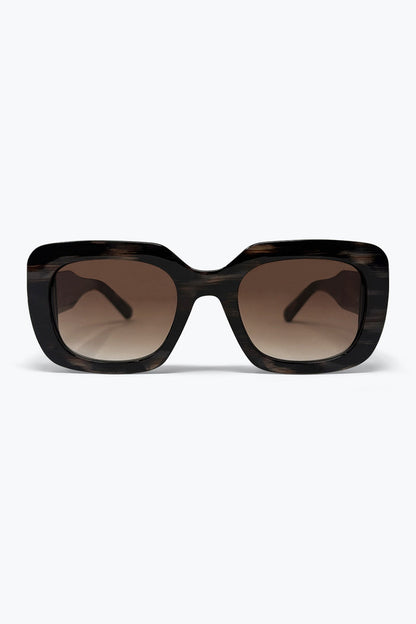 Black Tortoiseshell Acetate Wide Square Frame Sunglasses