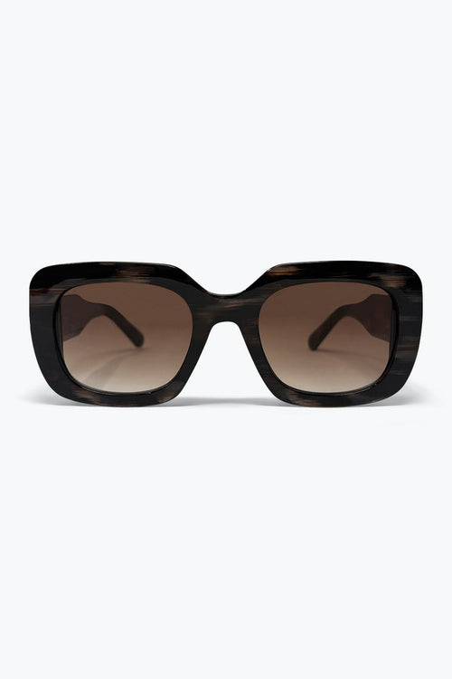 Black Tortoiseshell Acetate Wide Square Frame Sunglasses