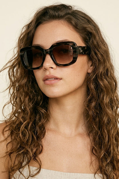Black Tortoiseshell Acetate Wide Square Frame Sunglasses