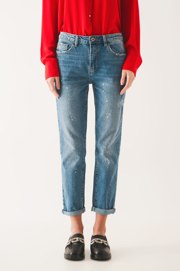 Bleach splatter mom jeans - Denim