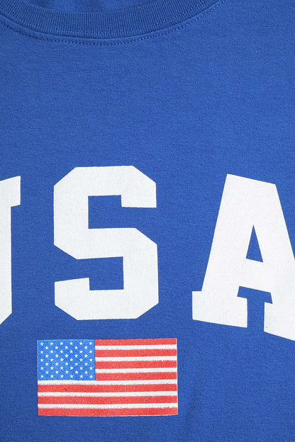 Blue loose long t-shirt with USA logo - top