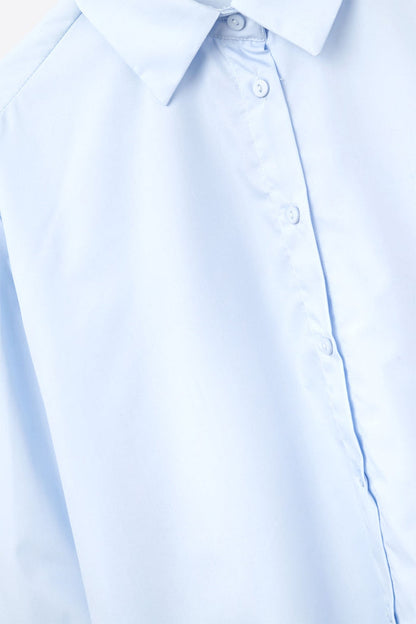Blue poplin shirt with extra-wide cuffs - Shirts