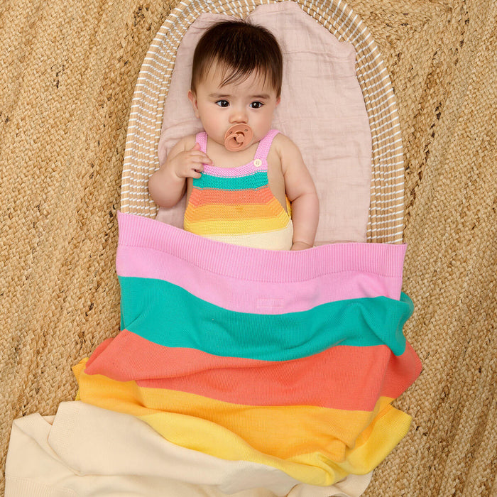 Bobby - Pink Rainbow Stripe Shawl - Receiving Blankets