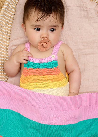 Bobby - Pink Rainbow Stripe Shawl - Receiving Blankets