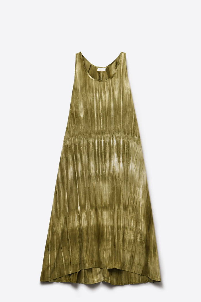 Boho Relaxed Dress in Kakhi Green Tie Dye in high quality fabric - dress