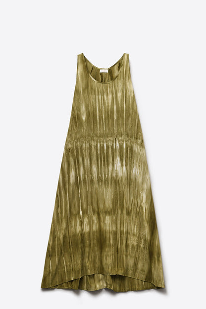 Boho Relaxed Dress in Kakhi Green Tie Dye in high quality fabric - dress