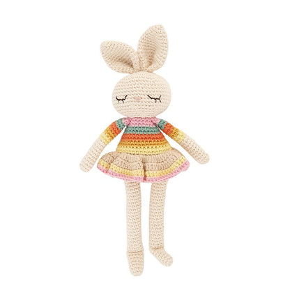 Bonnie Ballerina Bunny Crochet Toy- Pink rainbow One Size - Stuffed Animals