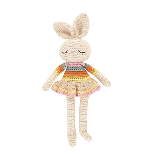 Bonnie Ballerina Bunny Crochet Toy- Pink rainbow One Size - Stuffed Animals