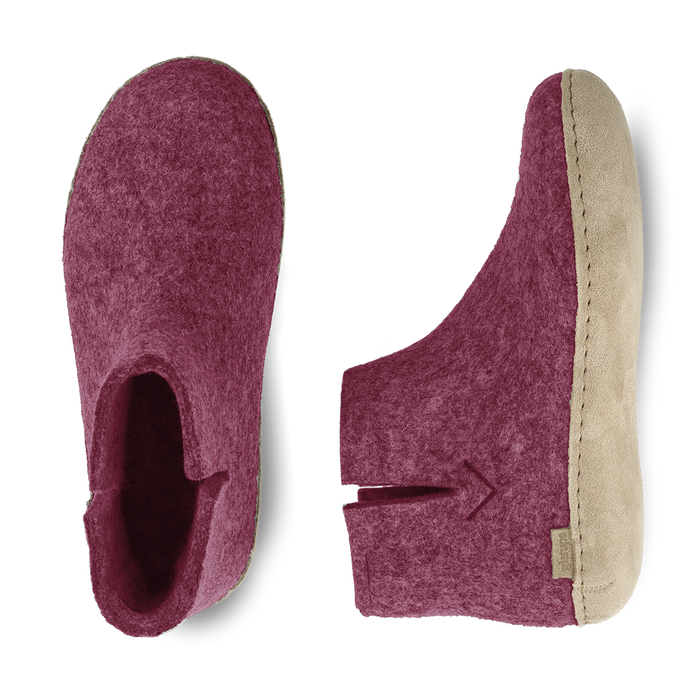 Boot with leather sole - Cranberry