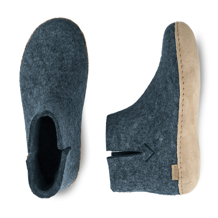 Boot with leather sole - Denim