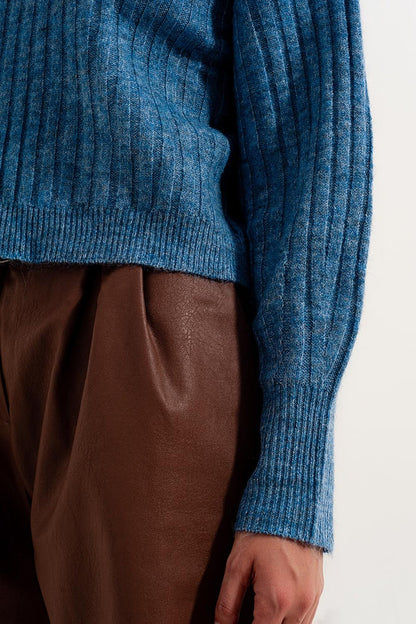 Boxy chunky stitch sweater in blue
