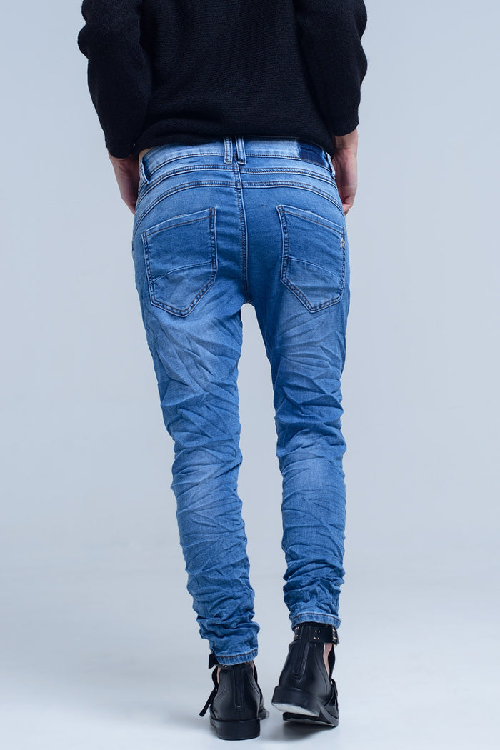 Boyfriend jean with zip pocket detail - Denim