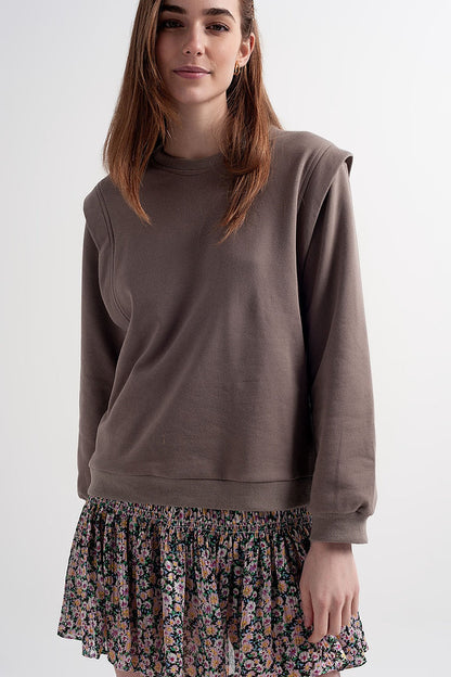 Boyfriend sweatshirt with shoulder details in gray
