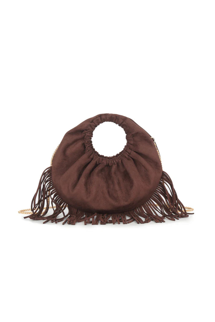 Brown Faux Suede Fringe Handbag - Bags