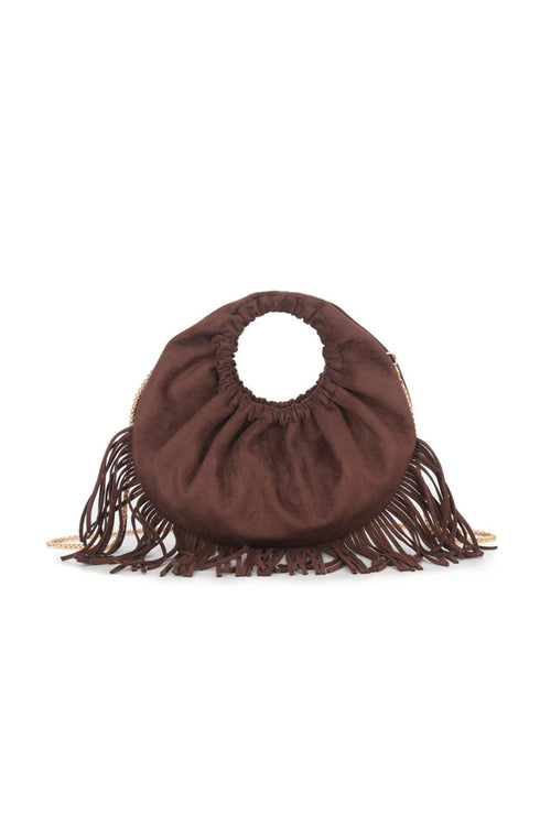 Brown Faux Suede Fringe Handbag - Bags