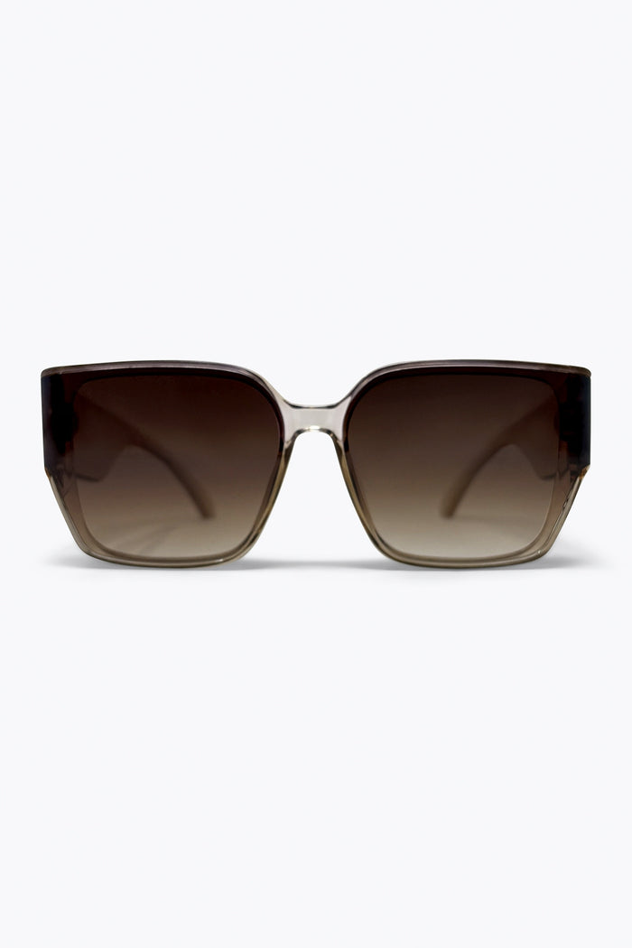 Brown Gradient Square Frame Oversized Acetate Sunglasses