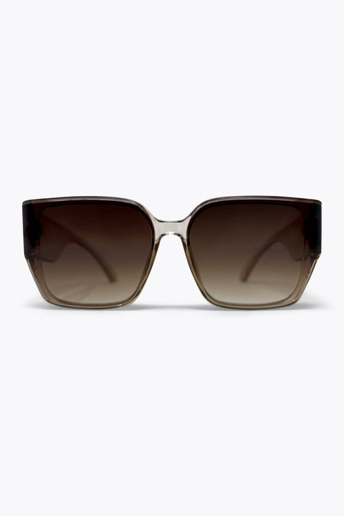 Brown Gradient Square Frame Oversized Acetate Sunglasses