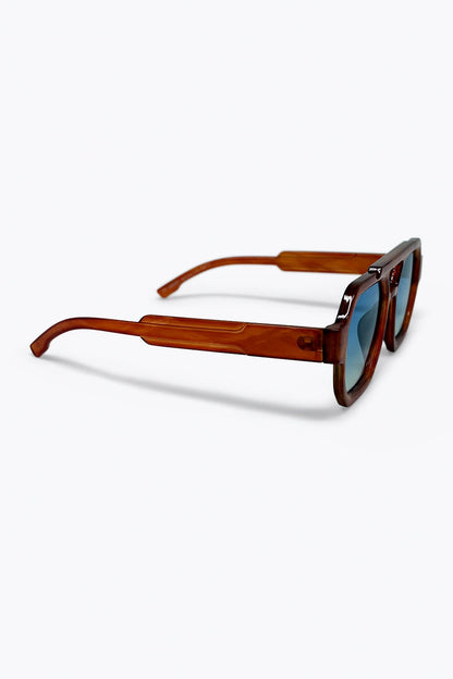 Brown Oversize Geometric Frame Ombre Lens Sunglasses