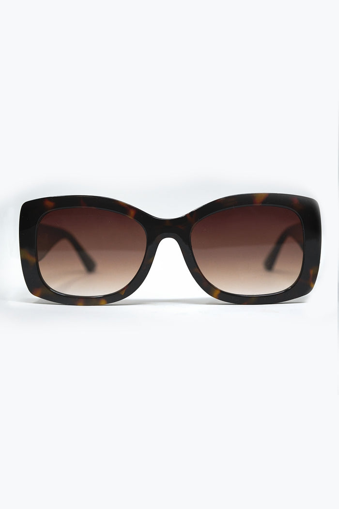 Brown Oversized Oval Sunglasses in Acetate