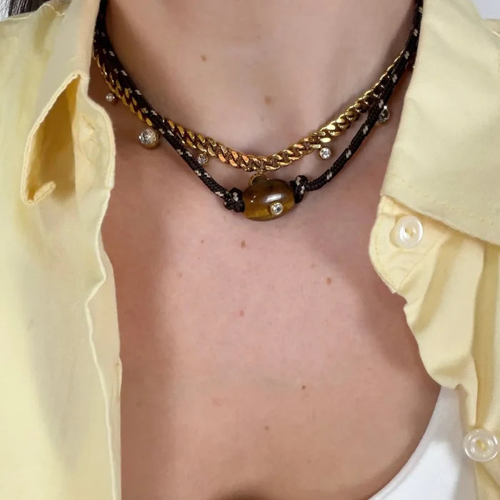 Brown Presley Rope Necklace : Hypoallergenic and Water Resistant