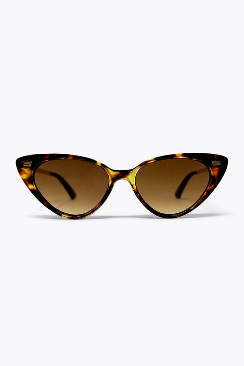Brown Tortoiseshell Cat Eye Acetate Frame Slim Sunglasses
