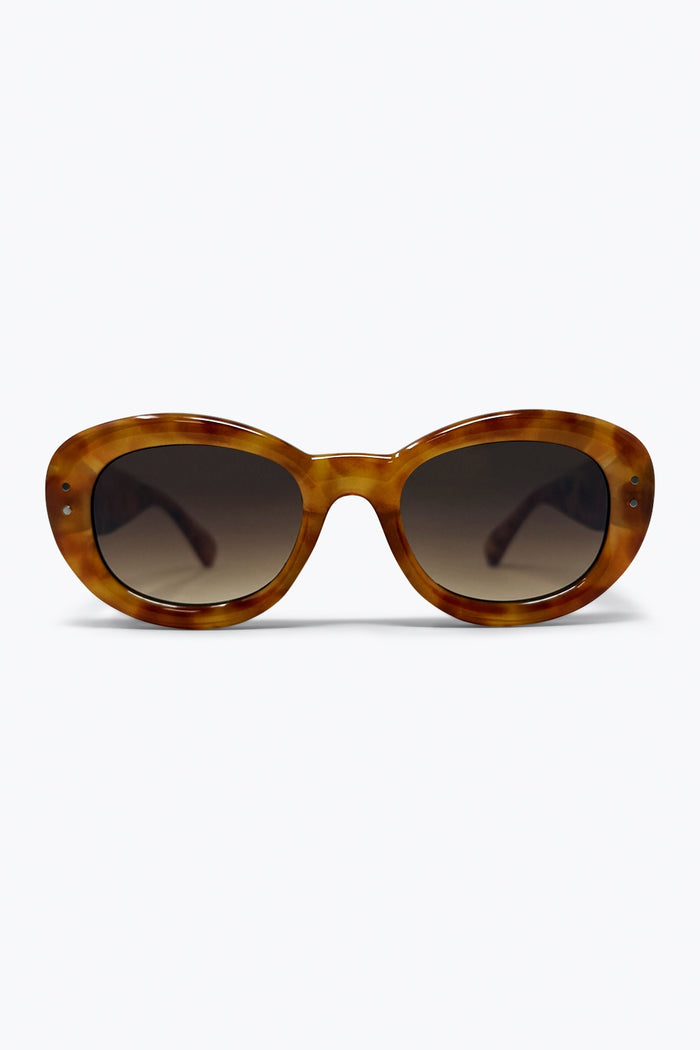Brown Tortoiseshell Oval Frame Gradient Lens Sunglasses