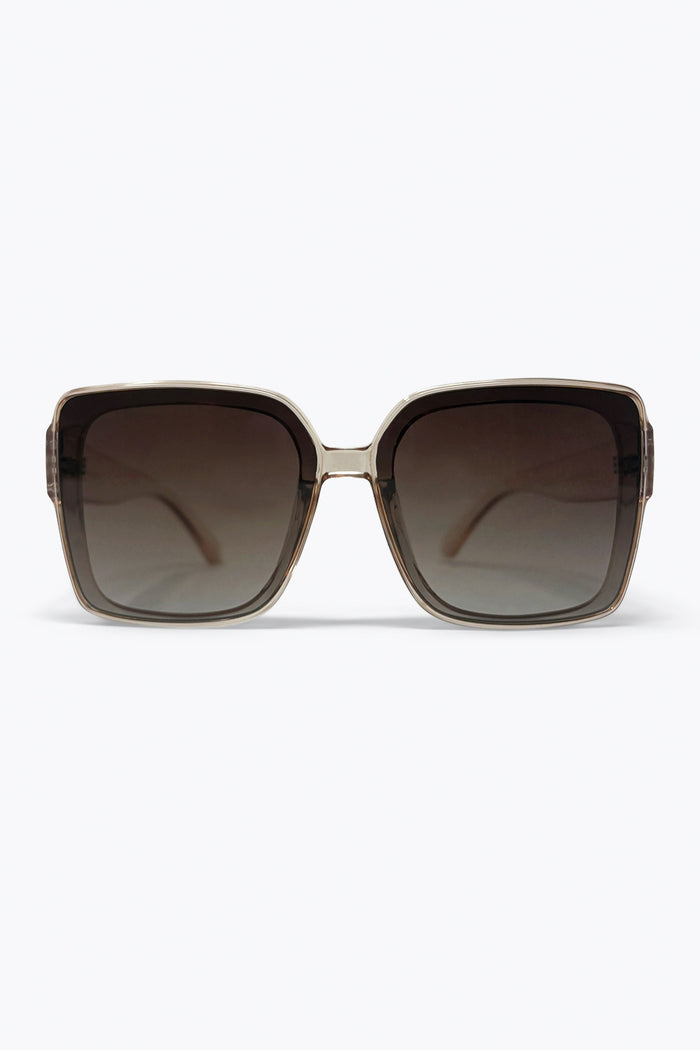 Brown Transparent Frame Gradient Lens Oversize Square Sunglasses