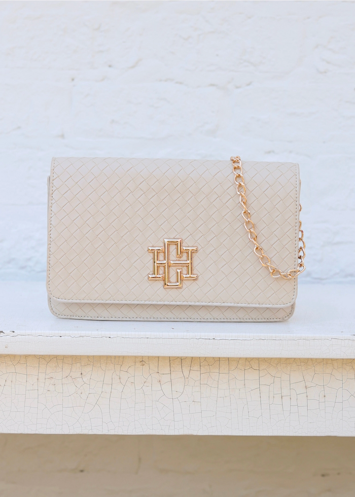 Caroline hill purse Bryn Clutch Crossbody - Woven Almond handbag
