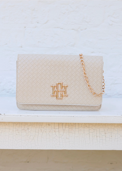 Caroline hill purse Bryn Clutch Crossbody - Woven Almond handbag